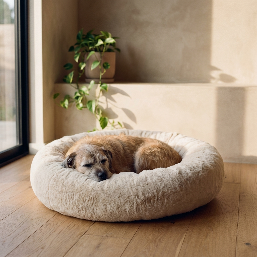 Pawse Cloud Bed alternate view editorial photograph in oak-floored room